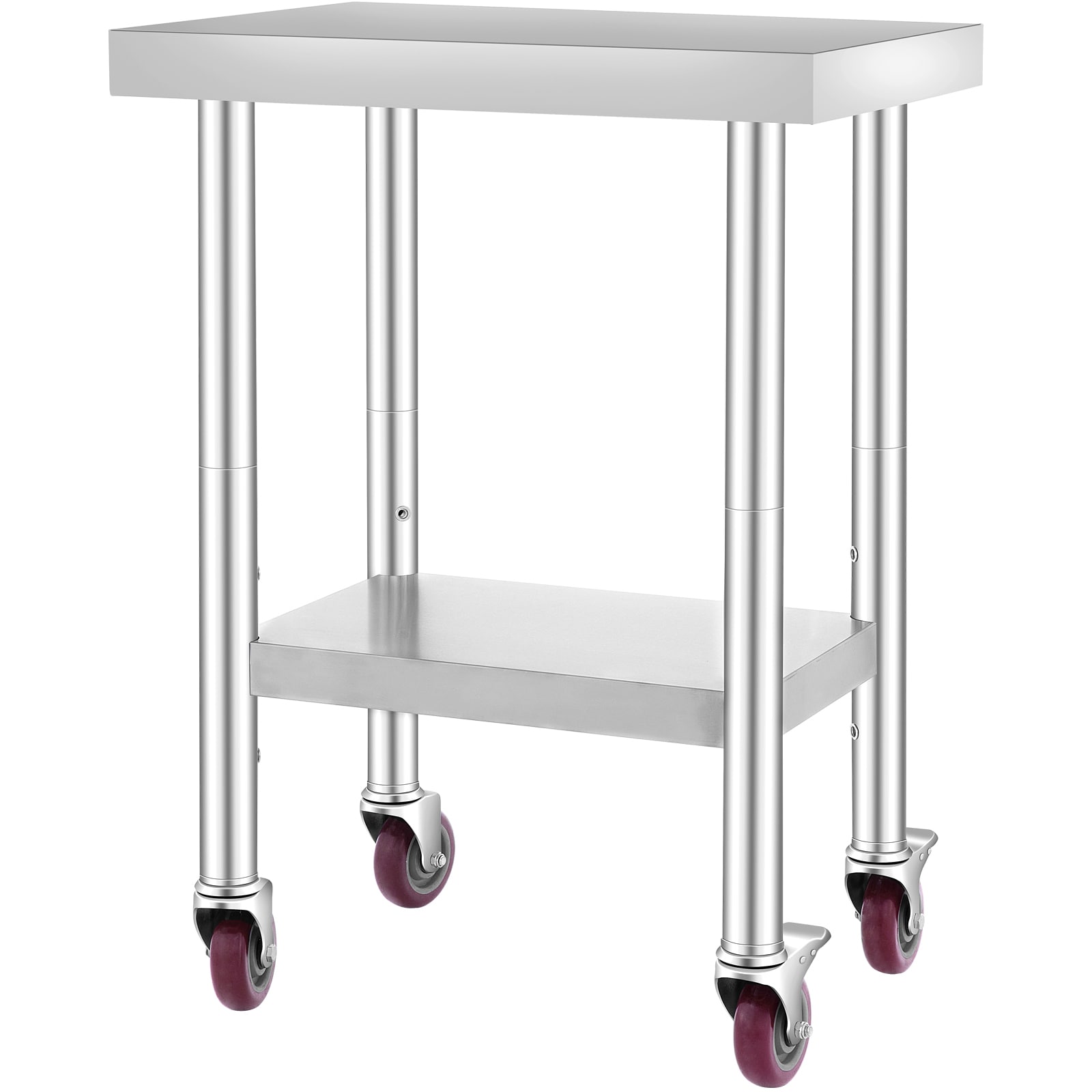 Stainless Steel Kitchen Prep Table With Adjustable Shelf And Wheels_voghion.com